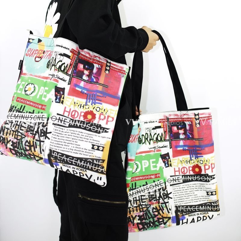画像4: graffiti style INS super hot Quan Zhilong shoulder tote bag  ユニセックス男女兼用 グラフィティショルダートート バッグ  (4)