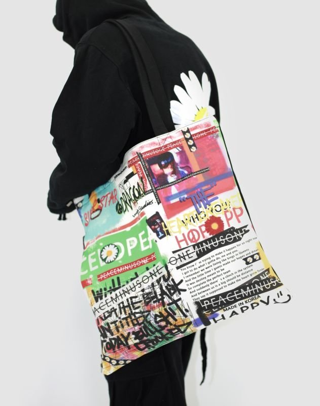 画像2: graffiti style INS super hot Quan Zhilong shoulder tote bag  ユニセックス男女兼用 グラフィティショルダートート バッグ  (2)