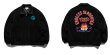 画像2: corduroy fire embroidery zip up Stadium jumperBASEBALL JACKET baseball uniform jacket blouson ユニセックス 男女兼用コーデュロイファイアー刺繍ジップアップスタジアムジャンパー スタジャン MA-1 ボンバー ジャケット ブルゾン (2)