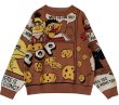 画像1: Sesame Street & Cookie Monster Knitted pullover sweater　ユニセックス 男女兼用 セサミストリート＆クッキーモンスター 編み込プルオーバーセーター (1)