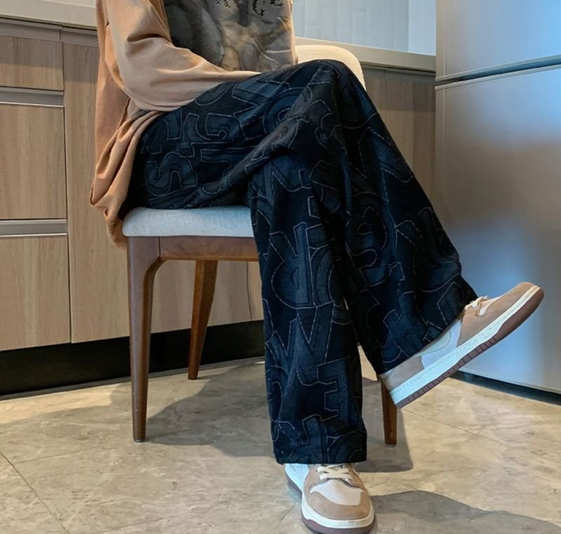 画像6: Unisex alphabet logo loose straight wide pants DENIM PANTS jeans  Pants　ユニセックアルファベットロゴ ゆったり ストレートワイドパンツデニムパンツジーンズパンツ (6)