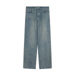 画像7: Unisex Broken heart embroidery denim pants loose straight wide pants DENIM PANTS jeans  Pants　ユニセック男女兼用ブロークンハート刺繍 ゆったり ストレートワイドパンツデニムパンツジーンズパンツ (7)
