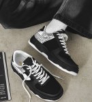 画像3: Paisley bandana & heart pattern leather LACE-UP SNEAKERS shoes 　ユニセックス男女兼用ペイズリー　バンダナ柄&スアップスニーカー カジュアル シューズ (3)