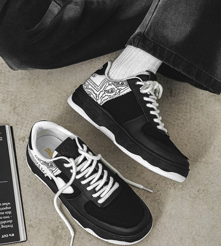 画像3: Paisley bandana & heart pattern leather LACE-UP SNEAKERS shoes  ユニセックス男女兼用ペイズリー バンダナ柄&スアップスニーカー カジュアル シューズ (3)