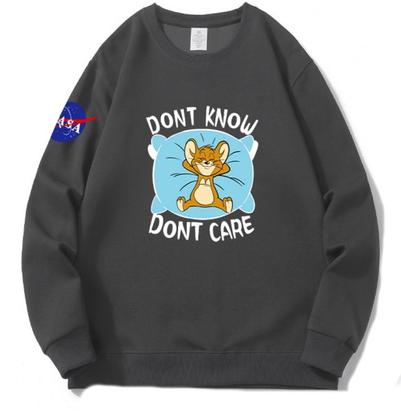 画像1: NASA x Tom and Jerry DONT KNOW DONT CARE logo round neck sweat shirt ユニセックス 男女兼用 NASAナサ×トムとジェリートム＆ジェリーDONT KNOW DONT CAREプリント スウェット トレーナー (1)