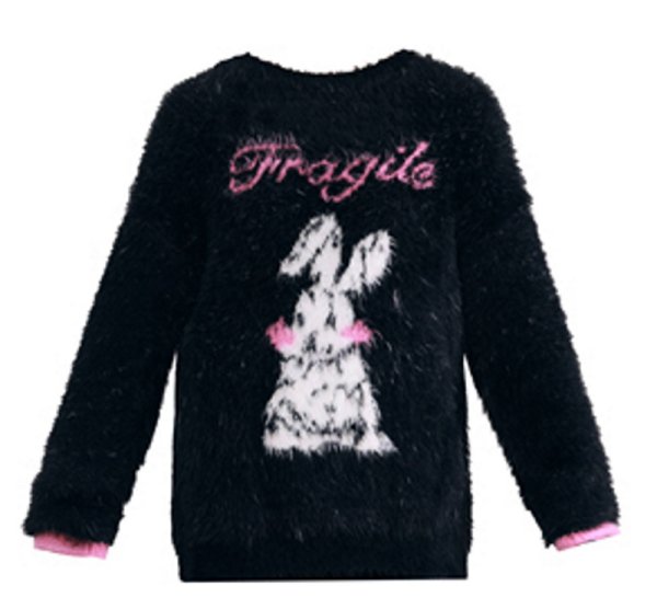 画像1: fur rabbit knitted sweater pullover Round Neck  knit　モコモコファーラビット編み込みラウンドネック編み込みニットプルオーバーセーター  (1)