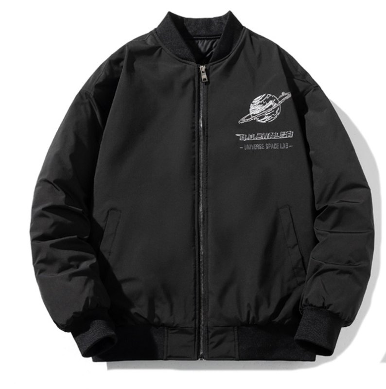 画像4: Saturn Embroidery&printBomber Jacket MA-1Jumper jacket baseball uniform jacket blouson ユニセッ クス男女兼用サターン土星刺繍プリントMA-1ジャケットスタジアムジャンパー スタジャン ブルゾンジャケット (4)