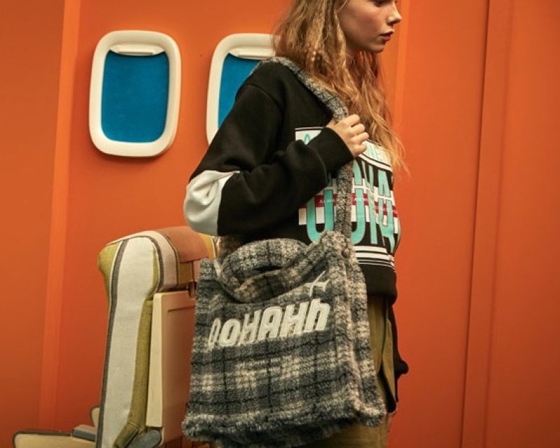 画像6: plaid lamb velvet tote shoulder Messenger handbag  チェックファートートショルダーバッグ (6)