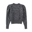 画像2: pearl decoration gray sweater pullover Round Neck  knit　パール付きグレーアラン模様ラウンドネックニットプルオーバーセーター  (2)