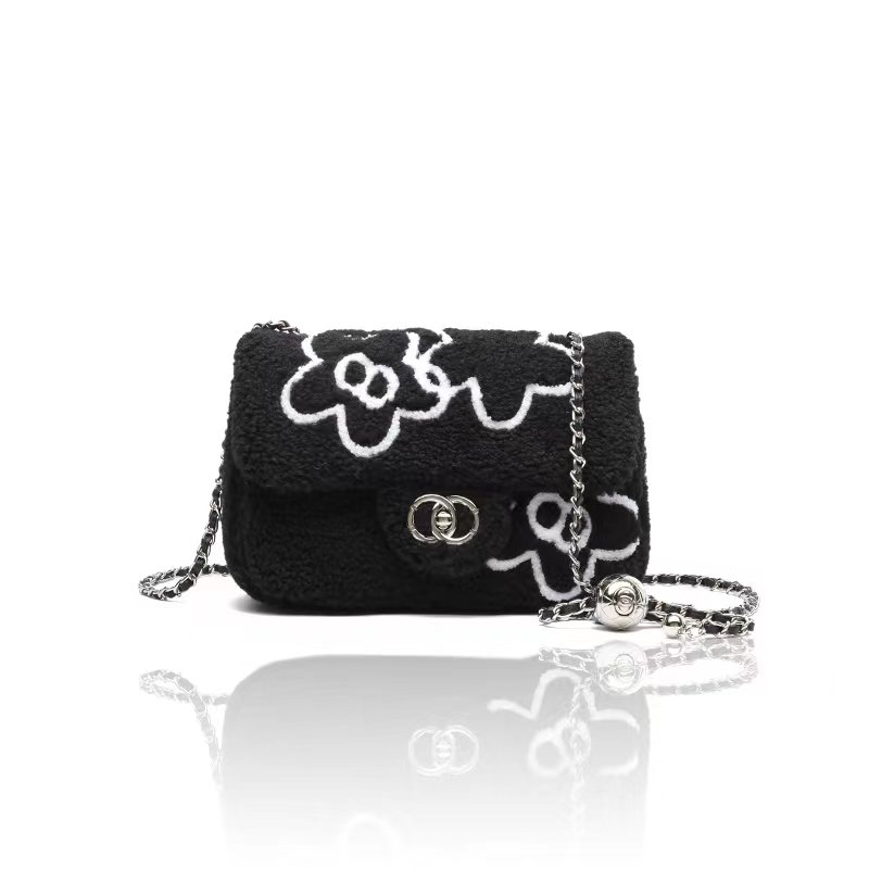 画像7: Flower Motif Far Chen Shoulder shoulder tote bag handbag  フラワーモチーフファーチェンショルダートートショルダーバッグ (7)