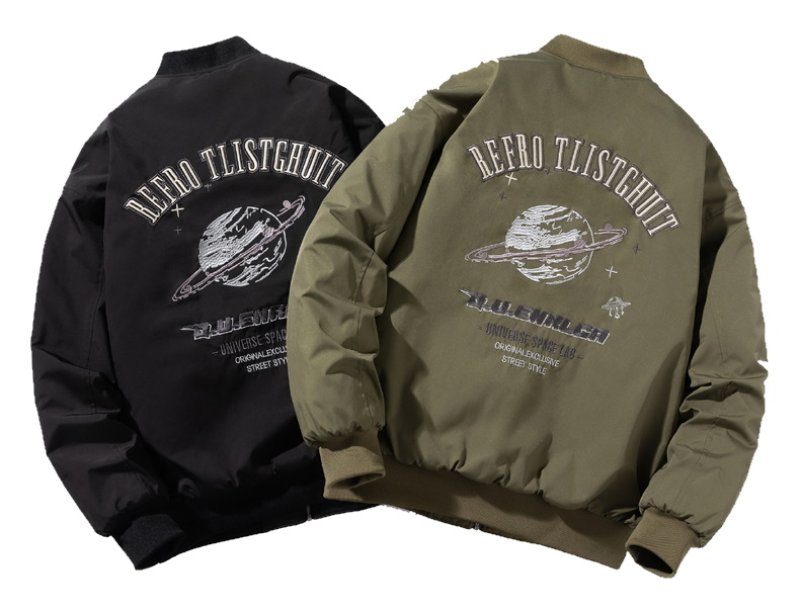 画像5: Saturn Embroidery&printBomber Jacket MA-1Jumper jacket baseball uniform jacket blouson ユニセッ クス男女兼用サターン土星刺繍プリントMA-1ジャケットスタジアムジャンパー スタジャン ブルゾンジャケット (5)