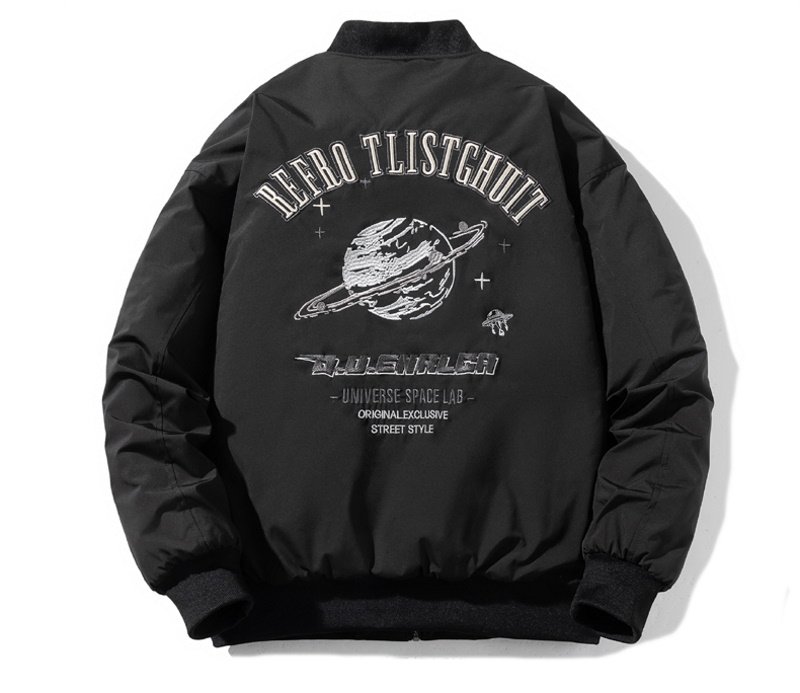 画像2: Saturn Embroidery&printBomber Jacket MA-1Jumper jacket baseball uniform jacket blouson ユニセッ クス男女兼用サターン土星刺繍プリントMA-1ジャケットスタジアムジャンパー スタジャン ブルゾンジャケット (2)