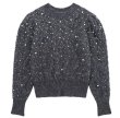 画像1: pearl decoration gray sweater pullover Round Neck  knit　パール付きグレーアラン模様ラウンドネックニットプルオーバーセーター  (1)