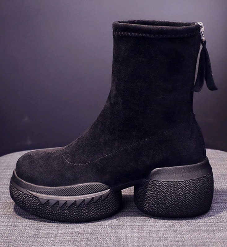 画像2: chunky sole thick bottom short boots  チャンキーソール厚底ラバーショートブーツ (2)