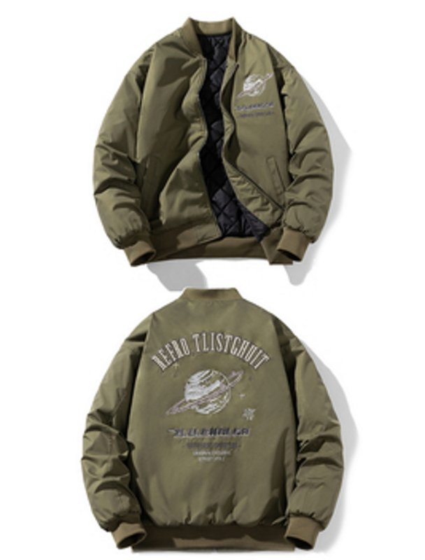 画像6: Saturn Embroidery&printBomber Jacket MA-1Jumper jacket baseball uniform jacket blouson ユニセッ クス男女兼用サターン土星刺繍プリントMA-1ジャケットスタジアムジャンパー スタジャン ブルゾンジャケット (6)