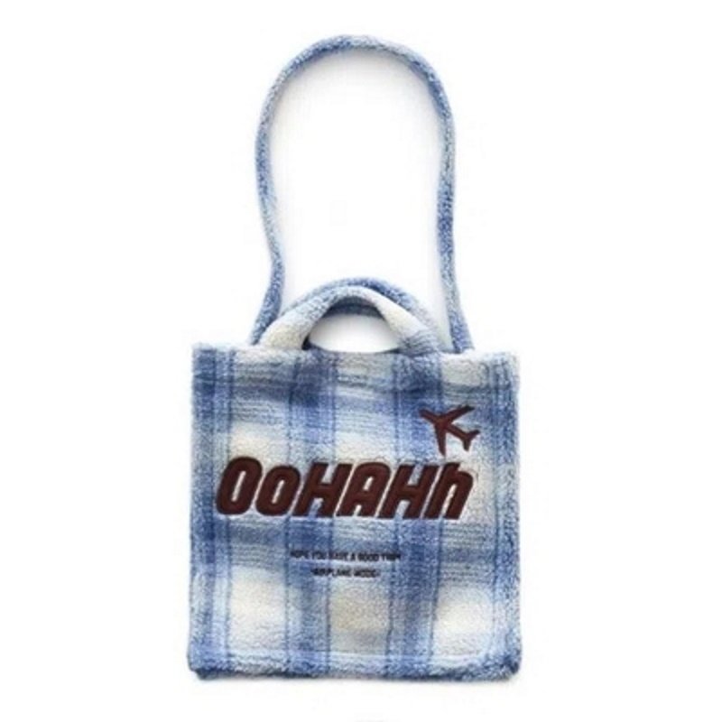 画像9: plaid lamb velvet tote shoulder Messenger handbag  チェックファートートショルダーバッグ (9)