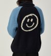 画像4: Back Smile Classic Polo Collar Zipper Sweater Jacket Knitted Cardigan jacket blouson　ユニセッ クス男女兼用スマイル編み込みジップアップカウチンカーディガンジャケットジャンパー セーター (4)
