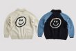 画像14: Back Smile Classic Polo Collar Zipper Sweater Jacket Knitted Cardigan jacket blouson　ユニセッ クス男女兼用スマイル編み込みジップアップカウチンカーディガンジャケットジャンパー セーター (14)