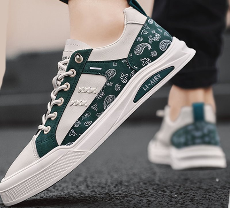 画像2: leather paisley LACE-UP SNEAKERS shoes  ユニセックス男女兼用ペイズリーバンダナ柄レザーレースアップスニーカー カジュアル シューズ (2)