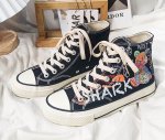 画像2: graffiti bear kaws high cut lace-up sneakers　ユニセックス男女兼用グラフィックベア熊カウズレースアップレザースニーカー (2)