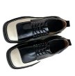 画像7:  Panda color stitching Derby shoes pumps　バイカラーレザースクエアトゥレースアップブリティッシュローファーパンプス　スリッポン (7)