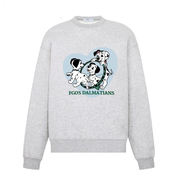 画像1: 101 Dalmatians Long Sleeve Sweat Pullover   男女兼用ユニセックスダルメシアン101匹わんちゃんロングスリーブ スウェット トレーナー (1)