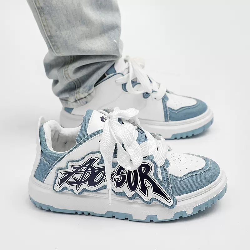 画像7: hiphop high street denim sneakers shoes  ユニセックス男女兼用ヒップホップスケートボードデニム スニーカー スリッポン  ローファーカジュアル シューズ (7)