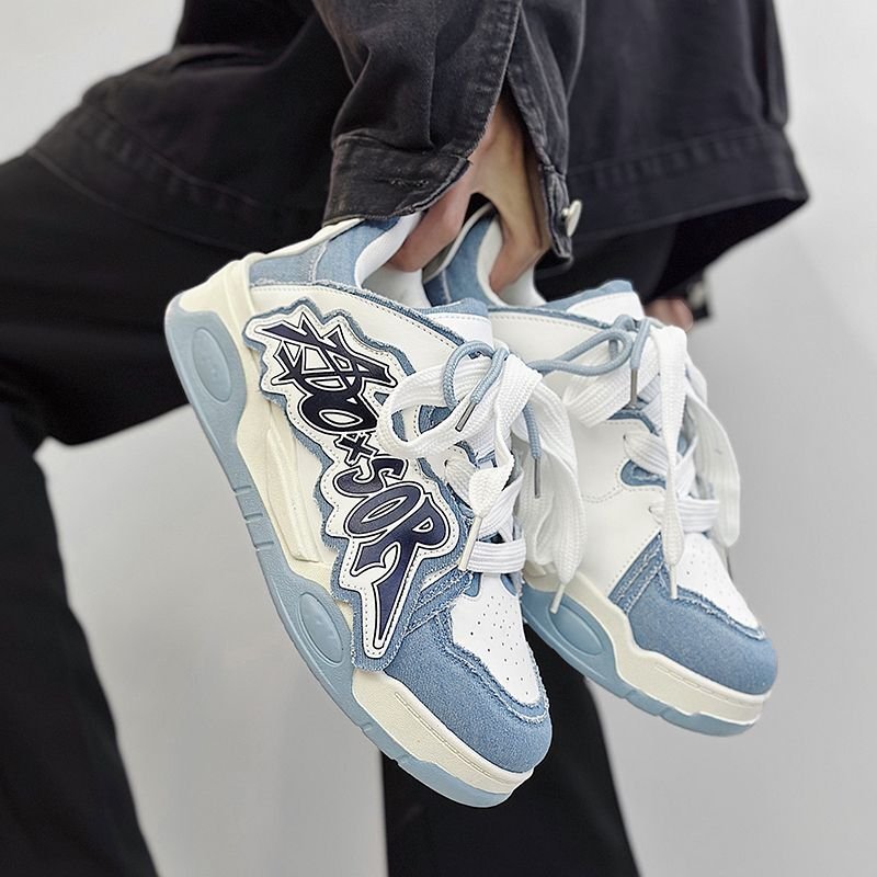 画像5: hiphop high street denim sneakers shoes  ユニセックス男女兼用ヒップホップスケートボードデニム スニーカー スリッポン  ローファーカジュアル シューズ (5)