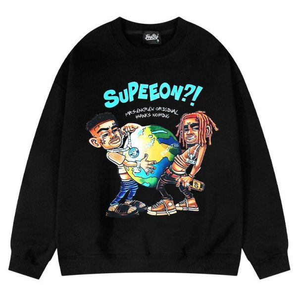 画像1: hip hop graphic printsweat pullover sweater Sweat Shirts ユニセックス男女兼用 ヒップホップグラフィックスウェットプルオーバースウェット  トレーナー (1)