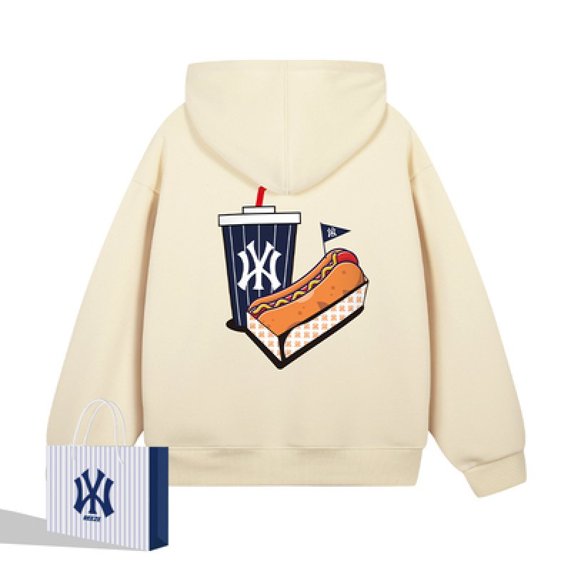 画像4: 22 NY drink & hot dog print hoodie sweater  ユニセックス 男女兼用 NYドリンク&ホットドッグプリント フーディスウェットパーカー (4)