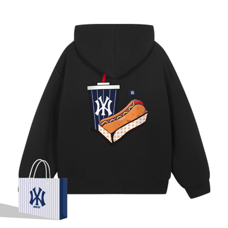 画像2: 22 NY drink & hot dog print hoodie sweater  ユニセックス 男女兼用 NYドリンク&ホットドッグプリント フーディスウェットパーカー (2)