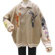 画像3: SALE セール Bugs Bunny Knit Zip Up Jacket baseball uniform jacket blouson ユニセックス 男女兼用 バックスバニーニット ジップアップジャケット スタジアムジャンパー スタジャン ブルゾン (3)