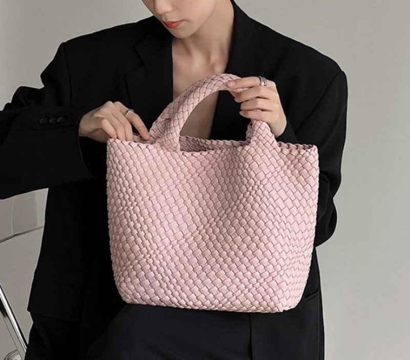 画像5: New hand-woven large-capacity tote shoulder Messenger handbag  ハンドウオウブン 編み込みトートショルダーバッグ (5)