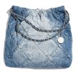 画像1: washed denim rhombus chain bag totoe Shoulder Strap Square Bag　デニムチェーンショルダー紐スクエアバッグショルダーバッグクラッチトートバッグ (1)