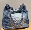 画像3: washed denim rhombus chain bag totoe Shoulder Strap Square Bag　デニムチェーンショルダー紐スクエアバッグショルダーバッグクラッチトートバッグ (3)