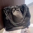 画像2: washed denim rhombus chain bag totoe Shoulder Strap Square Bag　デニムチェーンショルダー紐スクエアバッグショルダーバッグクラッチトートバッグ (2)