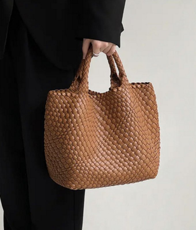 画像9: New hand-woven large-capacity tote shoulder Messenger handbag  ハンドウオウブン 編み込みトートショルダーバッグ (9)