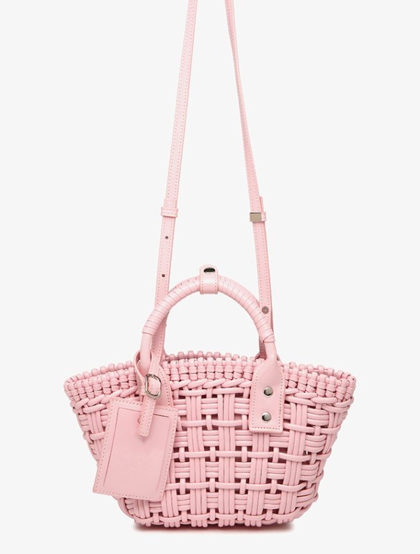 画像23: PU LEATHER BRAIDED MINI TOTE SHOULDER BAG レザー編み込みミニトートショルダーバッグクラッチかご籠バッグ (23)