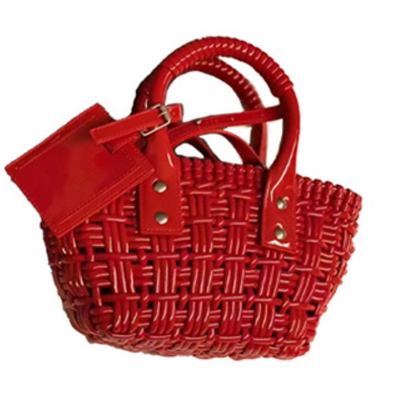 画像5: PU LEATHER BRAIDED MINI TOTE SHOULDER BAG レザー編み込みミニトートショルダーバッグクラッチかご籠バッグ (5)