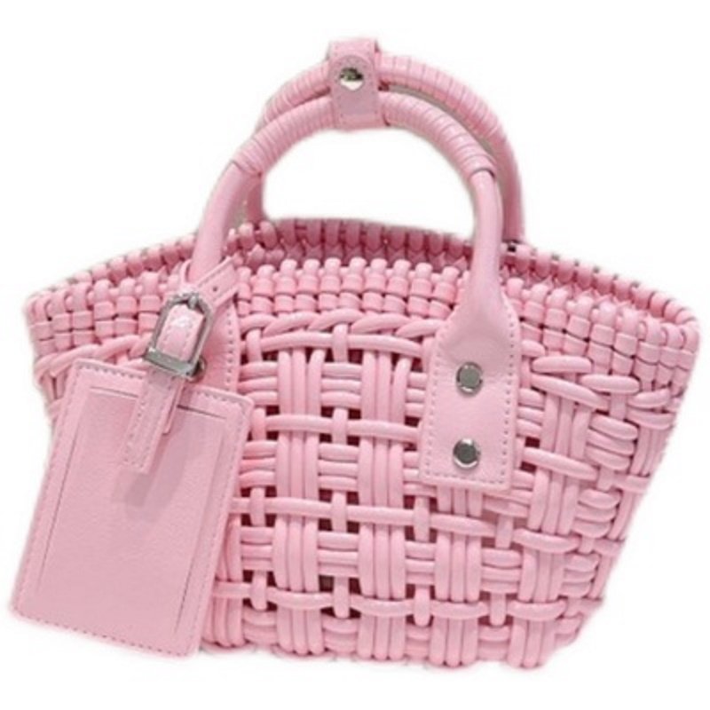 画像22: PU LEATHER BRAIDED MINI TOTE SHOULDER BAG レザー編み込みミニトートショルダーバッグクラッチかご籠バッグ (22)