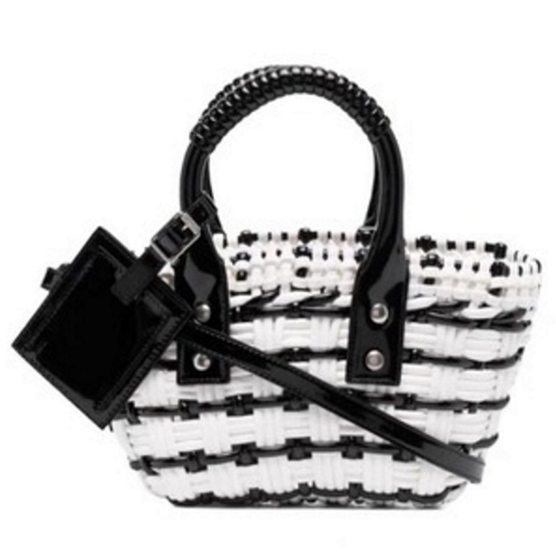 画像4: PU LEATHER BRAIDED MINI TOTE SHOULDER BAG レザー編み込みミニトートショルダーバッグクラッチかご籠バッグ (4)