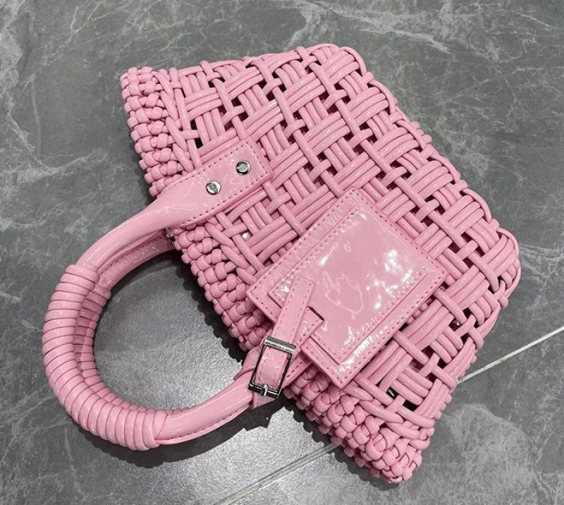 画像7: PU LEATHER BRAIDED MINI TOTE SHOULDER BAG レザー編み込みミニトートショルダーバッグクラッチかご籠バッグ (7)