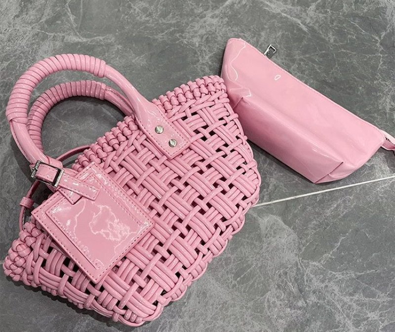 画像19: PU LEATHER BRAIDED MINI TOTE SHOULDER BAG レザー編み込みミニトートショルダーバッグクラッチかご籠バッグ (19)