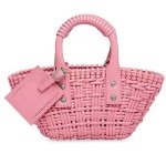 画像1: PU LEATHER BRAIDED MINI TOTE SHOULDER BAG レザー編み込みミニトートショルダーバッグクラッチかご籠バッグ (1)