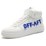画像2: high top leather OFF AFT LOGO  LACE-UP SNEAKERS shoes 　ユニセックス男女兼用ハイカットレザーOFF AFTロゴレースアップスニーカー カジュアル シューズ (2)