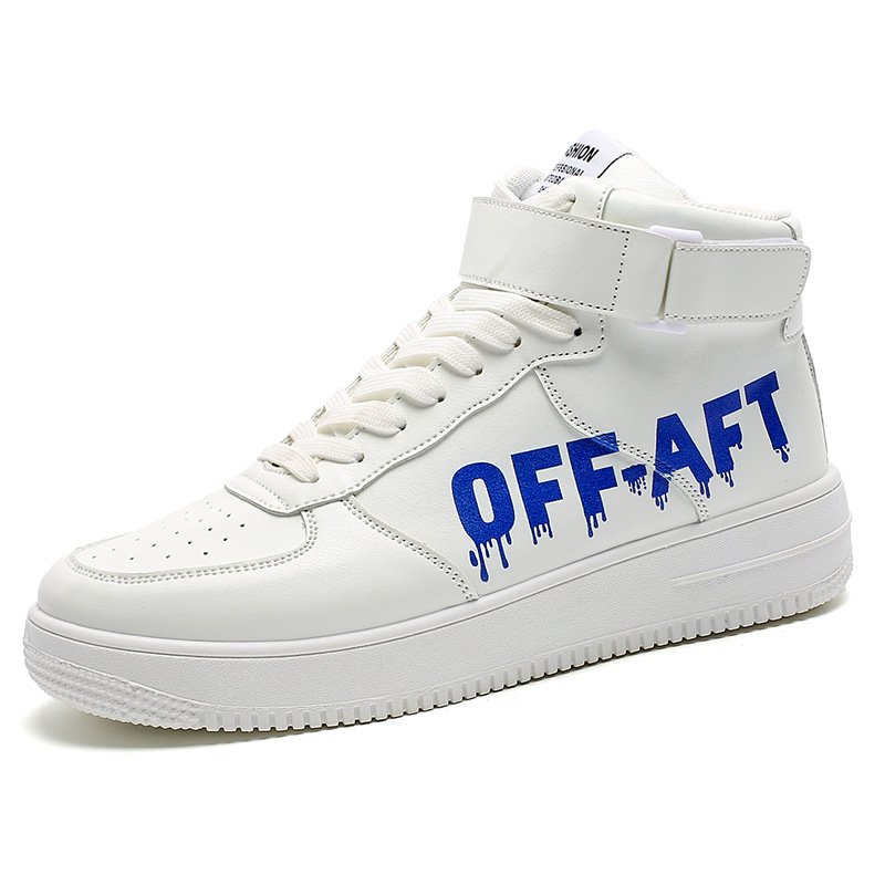 画像2: high top leather OFF AFT LOGO  LACE-UP SNEAKERS shoes 　ユニセックス男女兼用ハイカットレザーOFF AFTロゴレースアップスニーカー カジュアル シューズ (2)