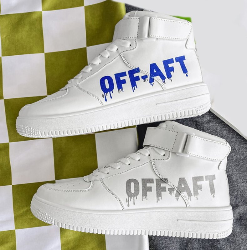 画像3: high top leather OFF AFT LOGO  LACE-UP SNEAKERS shoes 　ユニセックス男女兼用ハイカットレザーOFF AFTロゴレースアップスニーカー カジュアル シューズ (3)