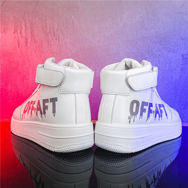 画像4: high top leather OFF AFT LOGO  LACE-UP SNEAKERS shoes 　ユニセックス男女兼用ハイカットレザーOFF AFTロゴレースアップスニーカー カジュアル シューズ (4)