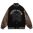 画像8: denim × leather sleeve Alphabet Logo embroidery Stadium jumperBASEBALL JACKET baseball uniform jacket blouson ユニセックス 男女兼用デニム×レザー袖 アルファベットロゴ 刺繍スタジアムジャンパー スタジャン MA-1 ボンバー ジャケット ブルゾン (8)