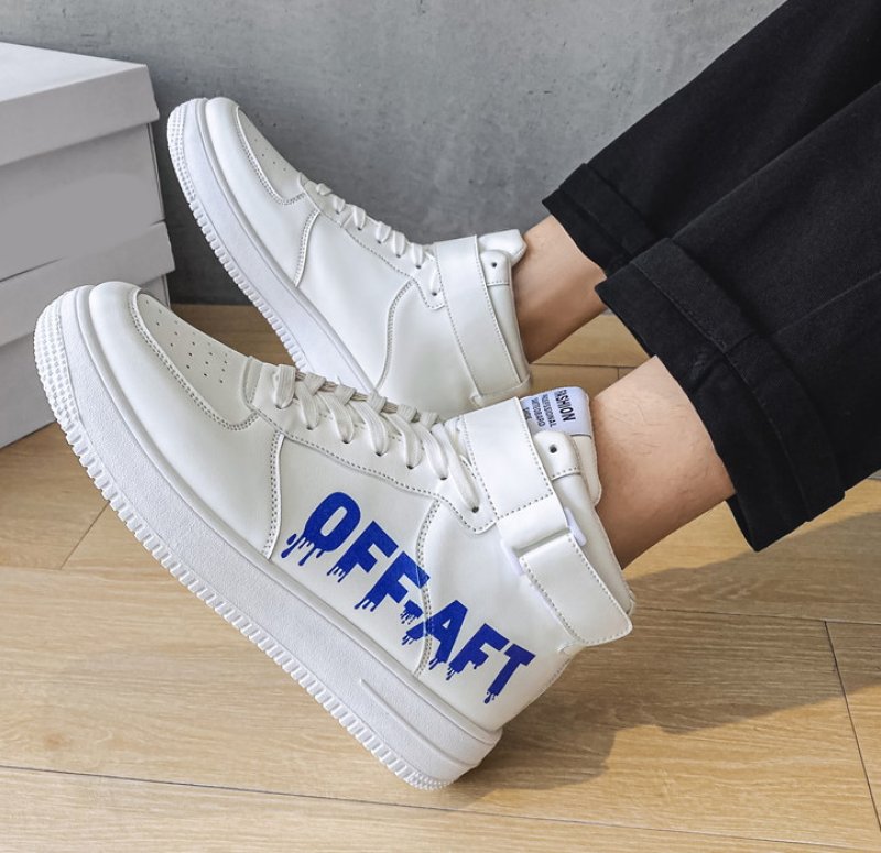 画像6: high top leather OFF AFT LOGO  LACE-UP SNEAKERS shoes 　ユニセックス男女兼用ハイカットレザーOFF AFTロゴレースアップスニーカー カジュアル シューズ (6)